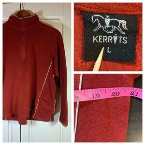 Kerrits 1/4 Zip‎ Equestrian Fleece Womens Large Pullover Sweater Red Horsey READ